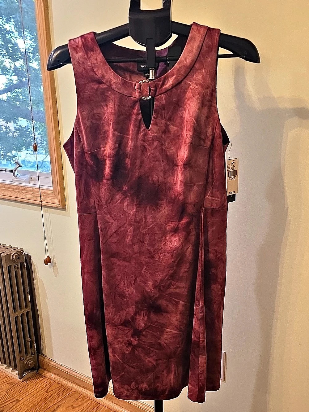 AB Studio Textured Sleeveless Midi Dress in Red Size Large NWT